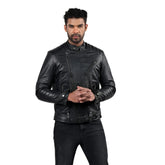 Men's Asymmetrical Black Leather Jacket
