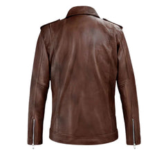 Men’s Asymmetrical Brown Leather Jacket