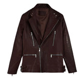 Men’s Asymmetrical Burgundy Leather Jacket