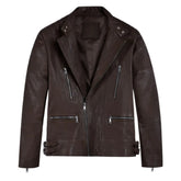 Men’s Asymmetrical Dark Brown Leather Jacket