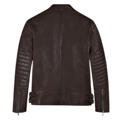 Men’s Asymmetrical Dark Brown Leather Jacket