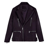 Men’s Asymmetrical Dark Purple Leather Jacket