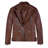 Men’s Asymmetrical Tan Leather Jacket
