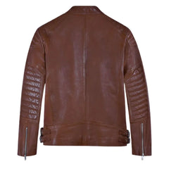 Men’s Asymmetrical Tan Leather Jacket