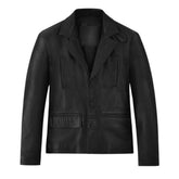 Formal Three-Button Leather Coat