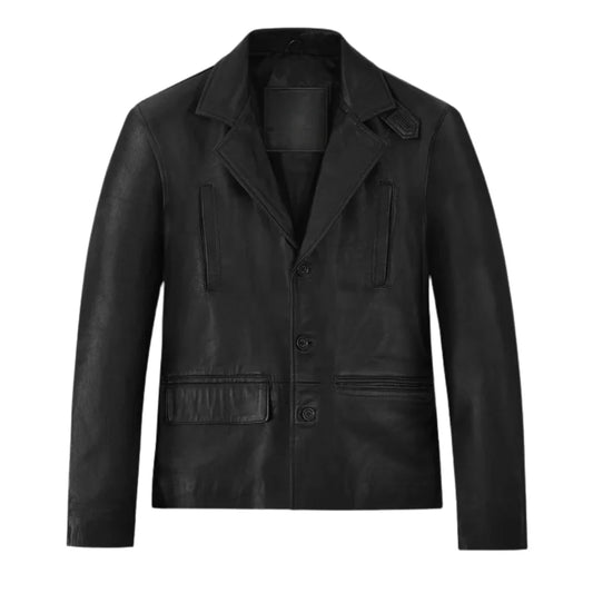 Men’s Authentic Black Leather Blazer Jacket