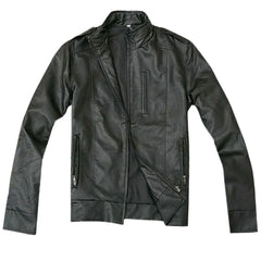 Men’s Black Asymmetrical Zipper Leather Jacket