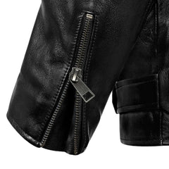 Men’s Black Belted Brando Leather Jacket