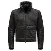 Men's Black Bold Quilted Design Leather Jacket