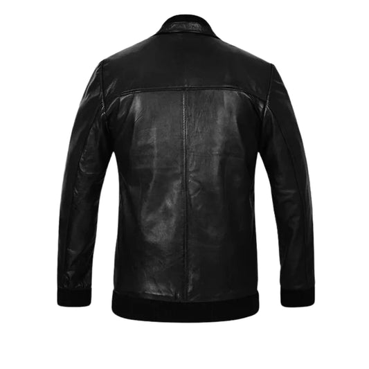 Men’s Black Bomber Style Leather Jacket