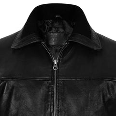 Men’s Black Bomber Style Leather Jacket