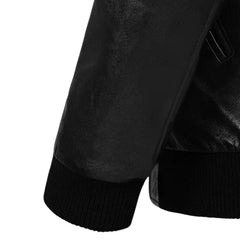 Men’s Black Bomber Style Leather Jacket