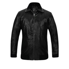 Men’s Black Bomber Style Leather Jacket