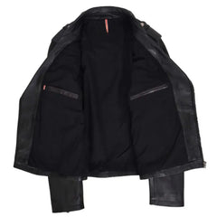 Men's Black Brando Biker Cross Zip Leather Jacket