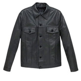 Men’s Black Button-Up Leather Jacket