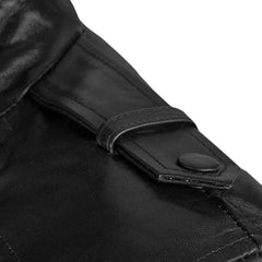Men’s Black Casual Leather Jacket with Band Collar