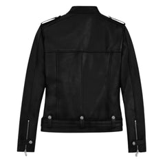 Men’s Black Leather Jacket with Adjustable Belt