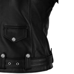 Men’s Black Leather Jacket with Adjustable Belt