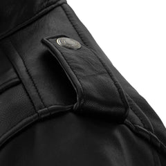 Men’s Black Leather Jacket with Adjustable Belt