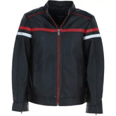 Men's Black Genuine Leather Racing Jacket