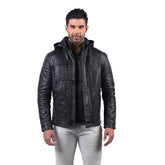 Men’s Black Hooded Urban Leather Jacket