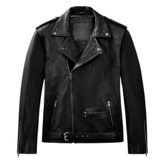 Men’s Black Lapel Leather Jacket