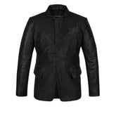 Men’s Black Leather Blazer Jacket