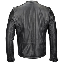 Men's Black Padded Shoulders Leather Jacket