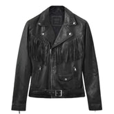 Men’s Black Leather Fringe Jacket