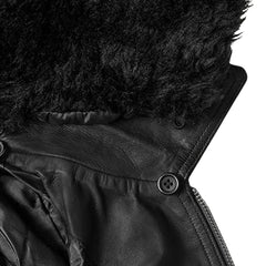 Men’s Black Leather Jacket with Fur Collar
