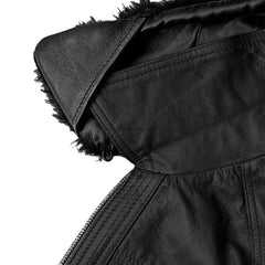Men’s Black Leather Jacket with Fur Collar