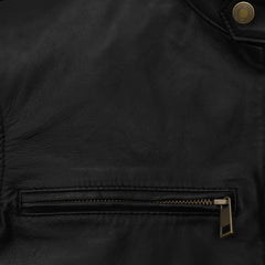 Men’s Black Leather Jacket with Red and Tan Stripes