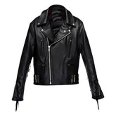 Men’s Black Leather Jacket with Side Buckles