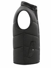 Men's Black Leather Puffer Vest