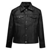 Men’s Black Leather Trucker Jacket