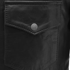 Men’s Black Leather Western Shirt Jacket