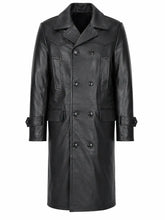 Men's Black Long Leather Coat
