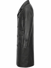 Men's Black Long Leather Coat