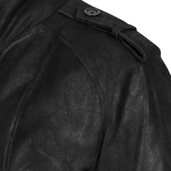 Men’s Black Button & Zip up Leather Jacket