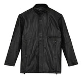 Men’s Black Modern Leather Jacket with Multi Zippers
