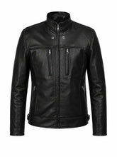 Men’s Black Multi-Zip Leather Jacket Front