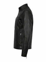 Men’s Black Multi-Zip Leather Jacket Left