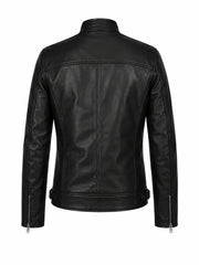 Men’s Black Multi-Zip Leather Jacket Back