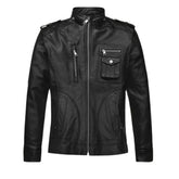 Men’s Black Multi Pockets Leather Jacket