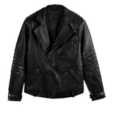 Men’s Black Quilted Leather Jacket with Asymmetrical Zipper