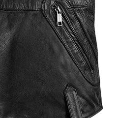 Men’s Black Quilted Leather Jacket with Asymmetrical Zipper