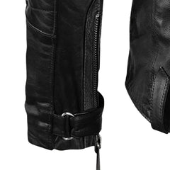 Men’s Black Quilted Leather Jacket with Asymmetrical Zipper