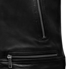 Men’s Black Quilted Shoulder Leather Jacket