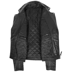 Men's Black Quilted Sleeve Asymmetrical Leather Biker Jacket