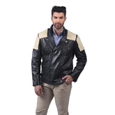 Men’s Black Real Leather Panel Jacket